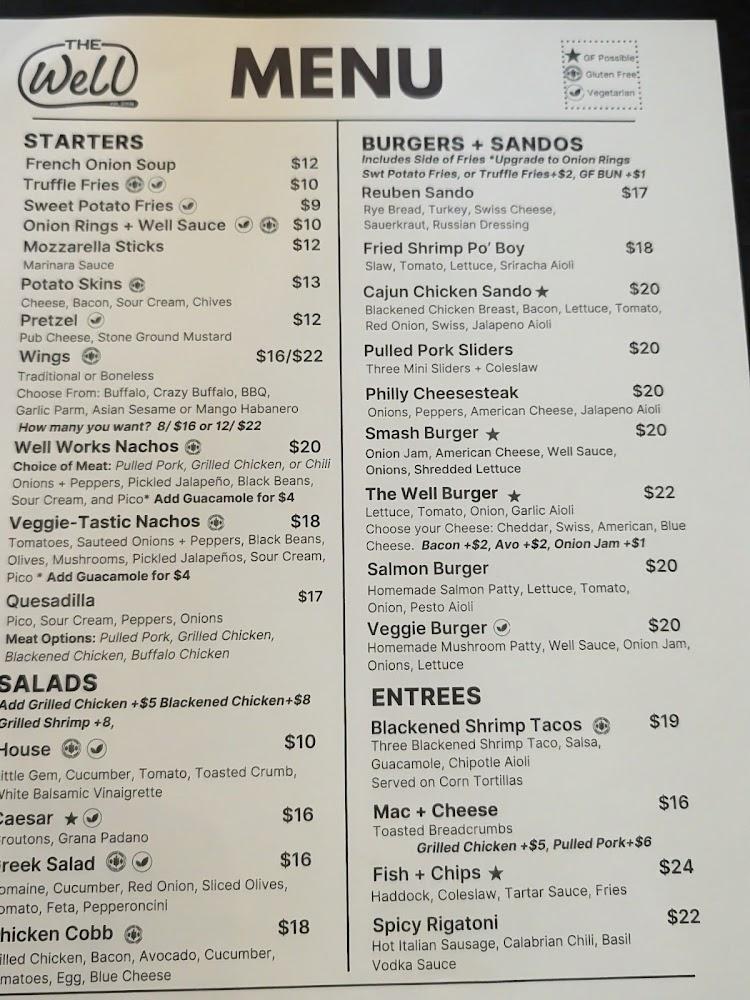 The Well Restaurant + Bar Menu image 1