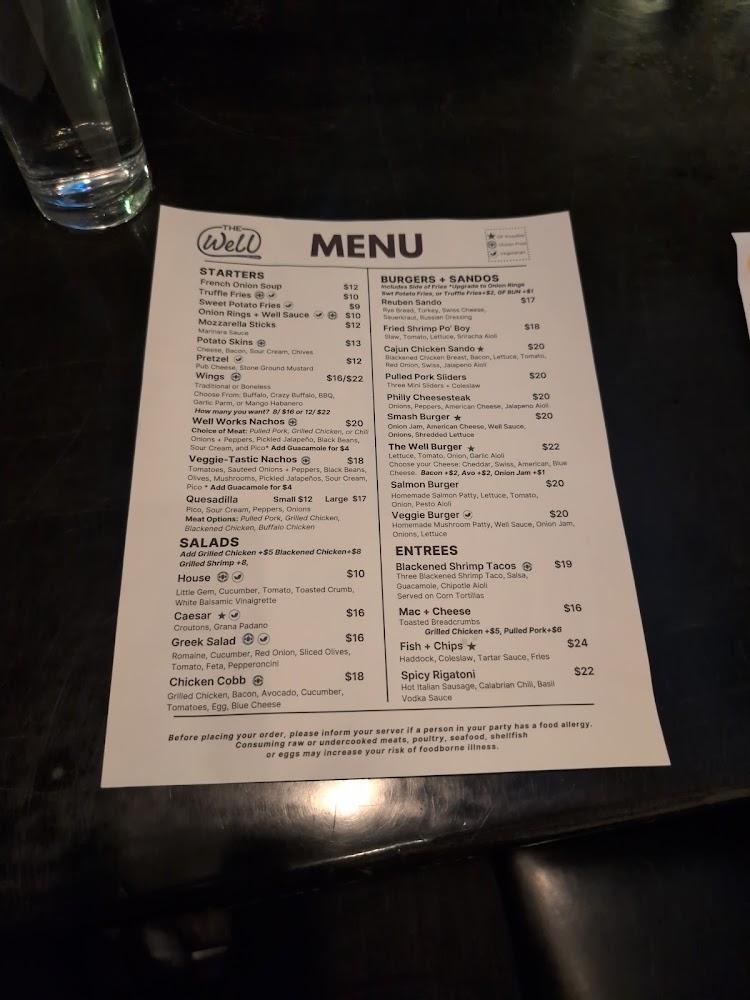 The Well Restaurant + Bar Menu image 3